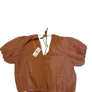 Astr Terracotta Puff Sleeve Blouse